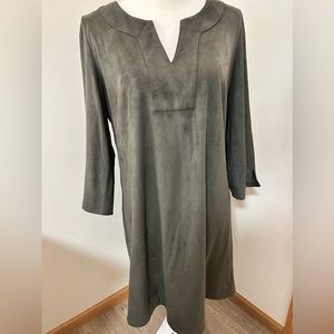 Gretchen Scott classic Forest green stretch suede tunic dress